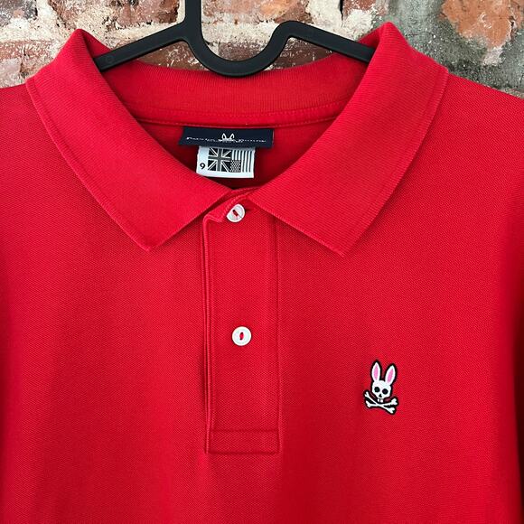 Psycho Bunny Men Red Polo Shirt Size 9 3XL 25.5x31 - Picture 1 of 4